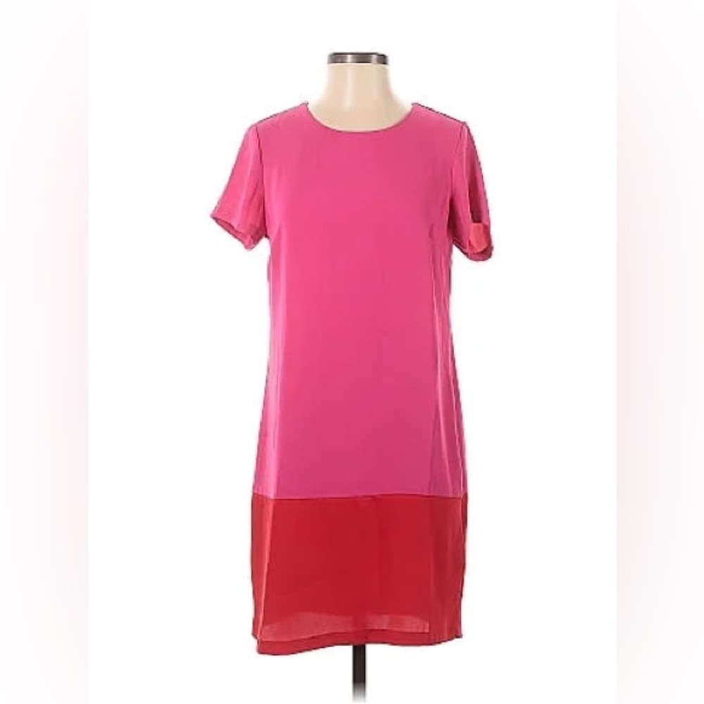 Cynthia Rowley Colorblock Shift Dress Pink Red Size 4 Career Style